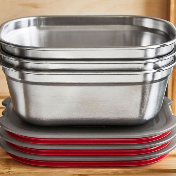 Комплект кутии за храна Black+Blum Meal Prep FBSS-BX-PACK2, 3х900 мл, Правоъгълни, Подходящи за фурна, Без BPA, Неръждаема стомана, Сив