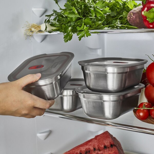 Комплект кутии за храна Black+Blum Meal Prep FBSS-BX-PACK2, 3х900 мл, Правоъгълни, Подходящи за фурна, Без BPA, Неръждаема стомана, Сив