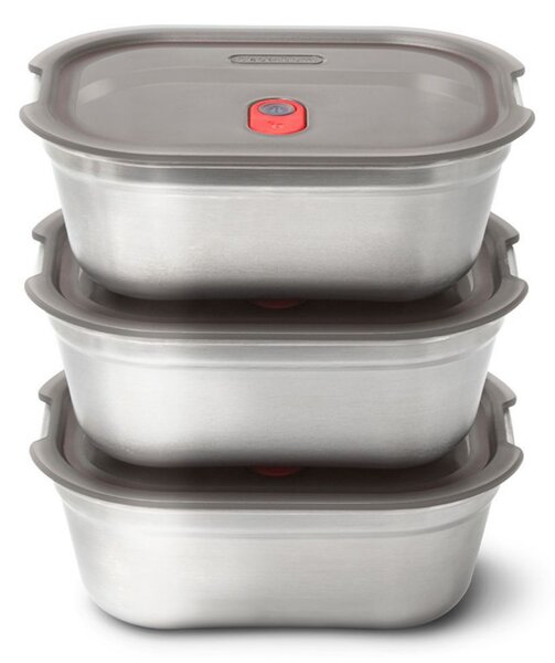 Комплект кутии за храна Black+Blum Meal Prep FBSS-BX-PACK2, 3х900 мл, Правоъгълни, Подходящи за фурна, Без BPA, Неръждаема стомана, Сив