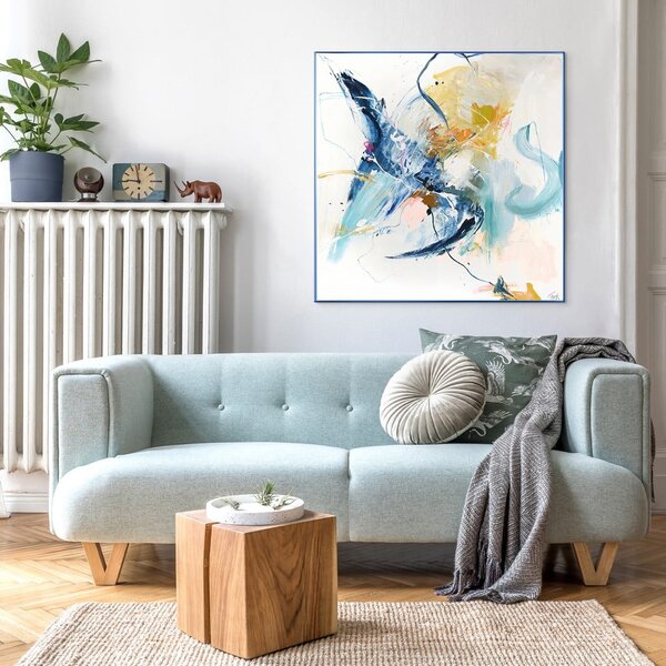Картина с ръчно изрисувани елементи 102x102 cm Confidential Blue – Malerifabrikken