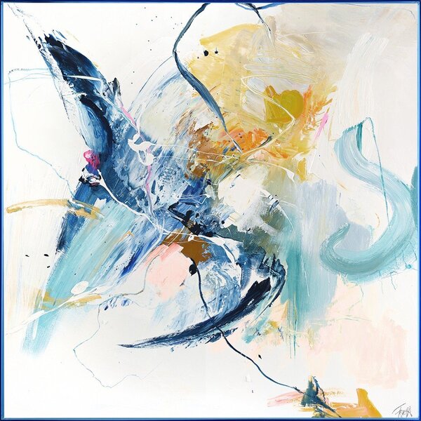 Картина с ръчно изрисувани елементи 102x102 cm Confidential Blue – Malerifabrikken