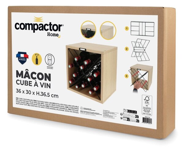 Стелаж за вино от декор от ясен естествен брой бутилки 12 36,5x36x29 cm Macon – Compactor
