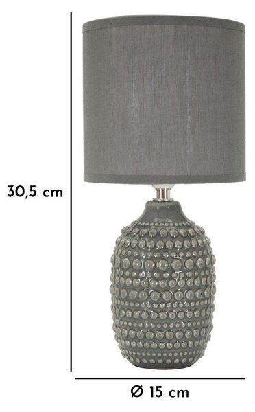 Сива керамична настолна лампа с текстилен абажур (височина 30,5 cm) Points – Mauro Ferretti