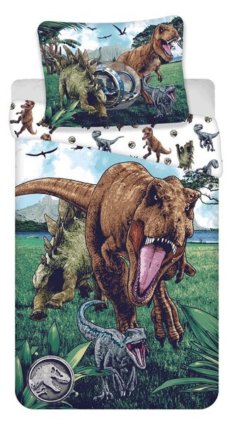 Единично памучно детско спално бельо 140x200 cm Jurassic World "Trio" – Jerry Fabrics