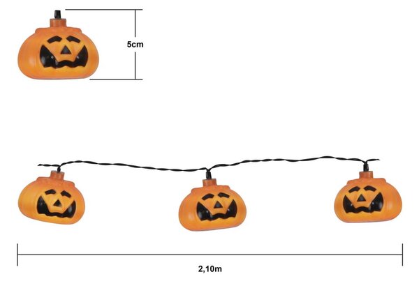 Светлинна верига на батерии с дължина 210 cm, 8 броя крушки Halloween – Star Trading