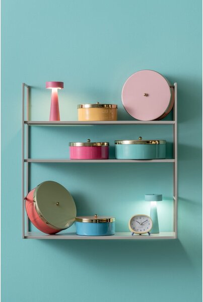 Синя декоративна метална кутия за съхранение ø 16x6 cm Double Funky – PT LIVING