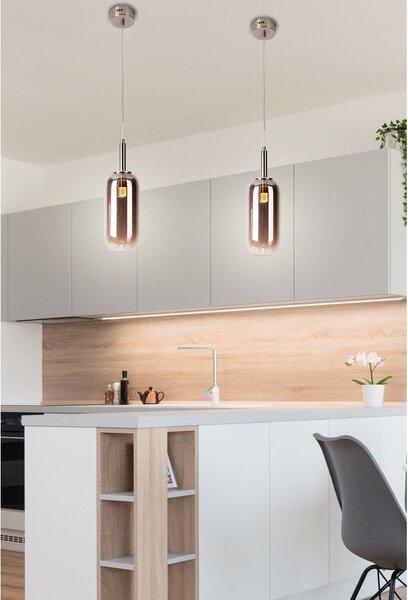 Антрацит LED висящо осветително тяло със стъклен абажур ø 13 cm Fiuggi – Candellux Lighting