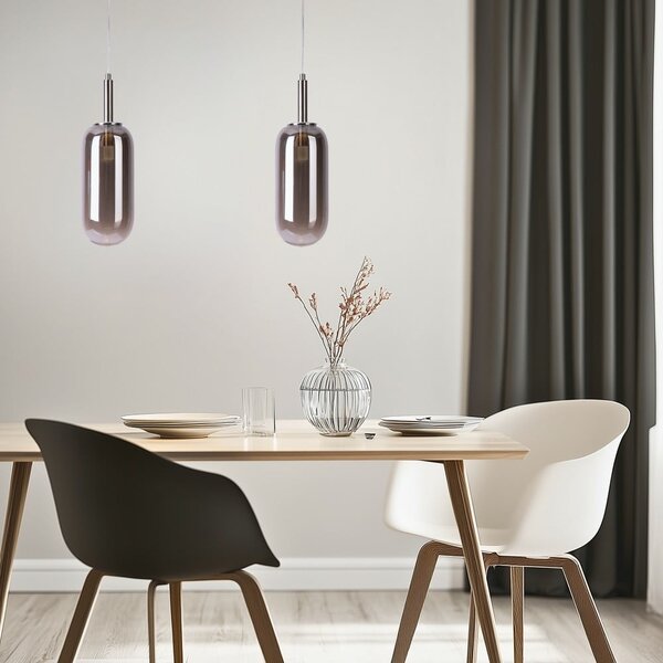 Антрацит LED висящо осветително тяло със стъклен абажур ø 13 cm Fiuggi – Candellux Lighting