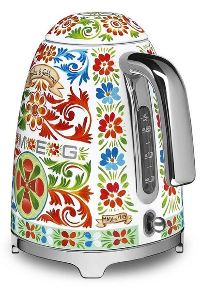 Електрическа кана SMEG Dolce & Gabbana KLF03DGEU, 2400 W, 1.7 л, 360° основа, Гланцово покритие, Многоцветен