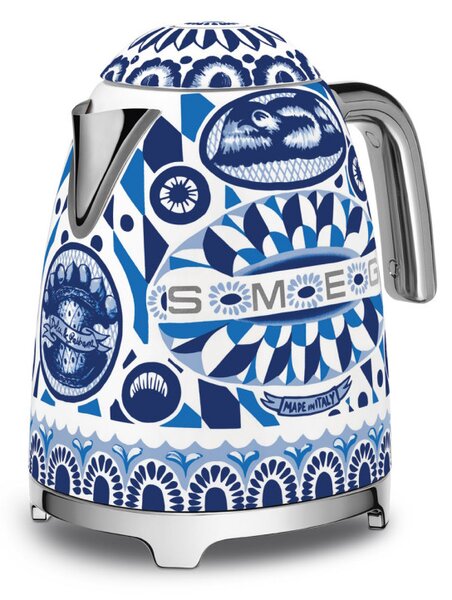 Електрическа кана SMEG Dolce & Gabbana KLF03DGBEU, 2400 W, 1.7 л, 360° основа, Гланцово покритие, Средиземноморско синьо