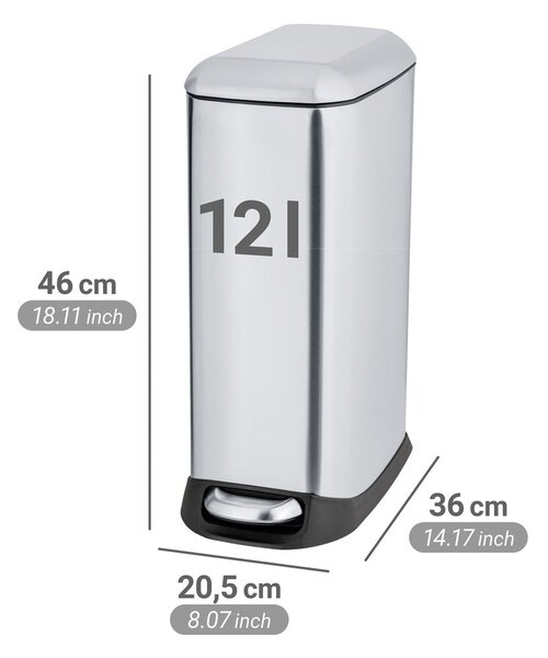 Кошче за боклук с педал от неръждаема стомана в сребрист цвят 12 l Design – Wenko