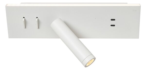 Комплект от 2 модерни стенни лампи бели регулируеми с USB-C вкл. LED - Modric
