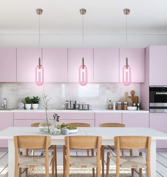 Лилаво LED висящо осветително тяло със стъклен абажур ø 13 cm Fiuggi – Candellux Lighting