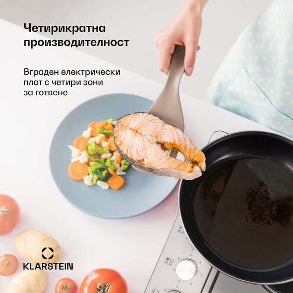 Klarstein Appetito 4, електрически котлон, 5500 W, 4 плочи, 6 нива на мощност, неръждаема стомана