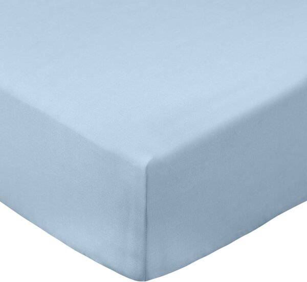 Син еластичен чаршаф от памук перкал 185x200 cm Cotton Percale – Bianca