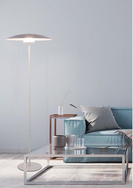 Бяла LED подова лампа с метален абажур (височина 140 cm) Lund – Candellux Lighting