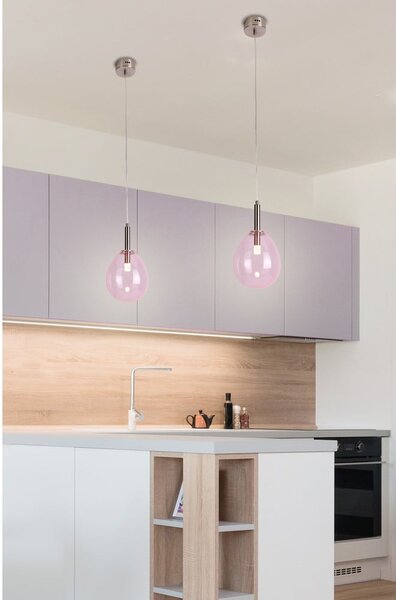 Лилаво LED висящо осветително тяло със стъклен абажур Lukka – Candellux Lighting
