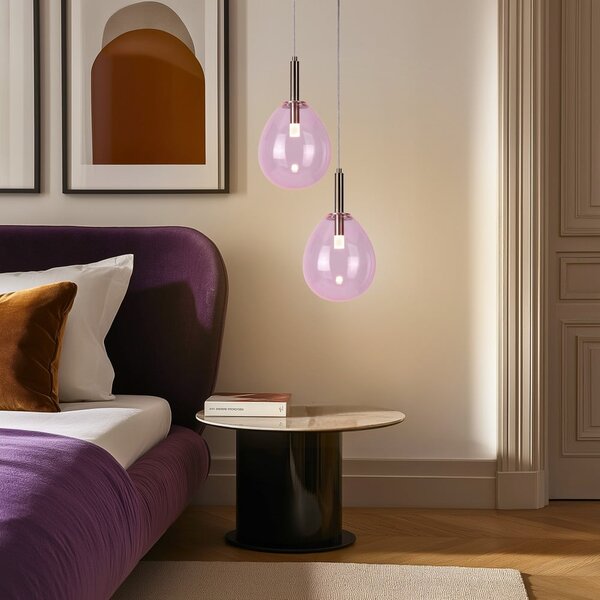 Лилаво LED висящо осветително тяло със стъклен абажур Lukka – Candellux Lighting