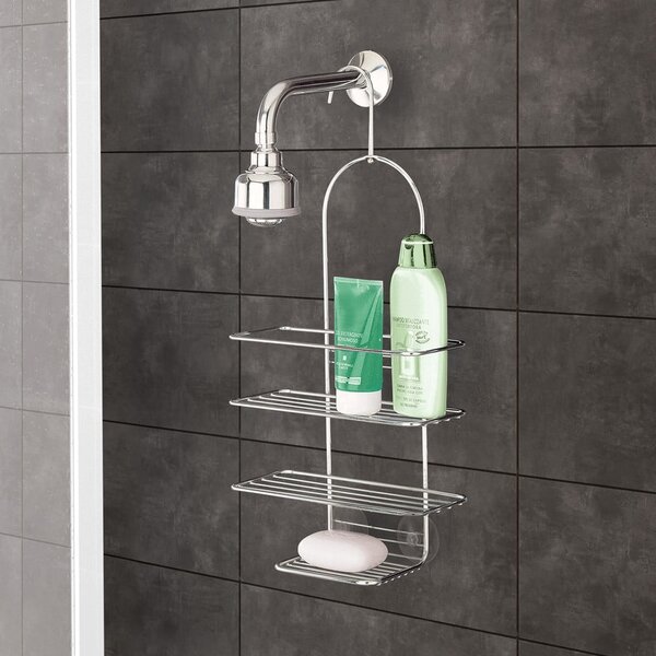 Висящ стоманен рафт за баня в блестящо сребрист цвят Luxy – Metaltex