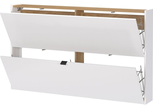 Бяла накланяща се висяща стойка за обувки от декор от дъб 140x83x18 cm Ameca – Germania