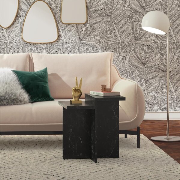 Черна масичка за кафе от декор от мрамор 56x56 cm Brielle – CosmoLiving by Cosmopolitan
