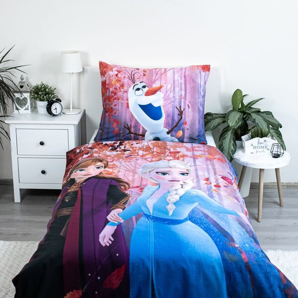 Единично памучно детско спално бельо 140x200 cm Frozen "Sister Purple" – Jerry Fabrics