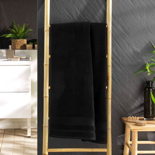 Черна памучна хавлиена кърпа от тери 70x130 cm Tendresse – douceur d'intérieur