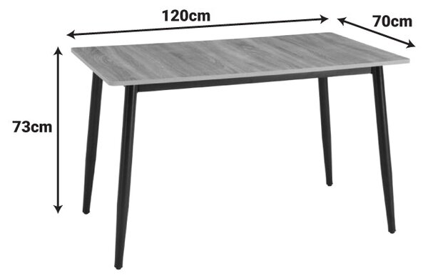 Маса LOZA сонома mdf с черен метален крак 120x70x73см