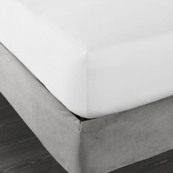 Бял еластичен чаршаф от памучен сатен 150x200 cm Cotton Sateen – Bianca