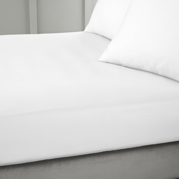 Бял еластичен чаршаф от памучен сатен 150x200 cm Cotton Sateen – Bianca