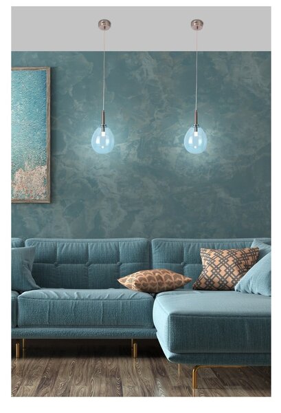 Синьо LED висящо осветително тяло със стъклен абажур Lukka – Candellux Lighting