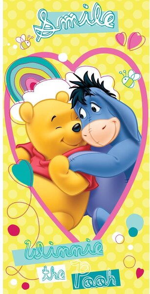 Жълта памучна детска кърпа 70x140 cm Winnie the Pooh "Smile" – Jerry Fabrics