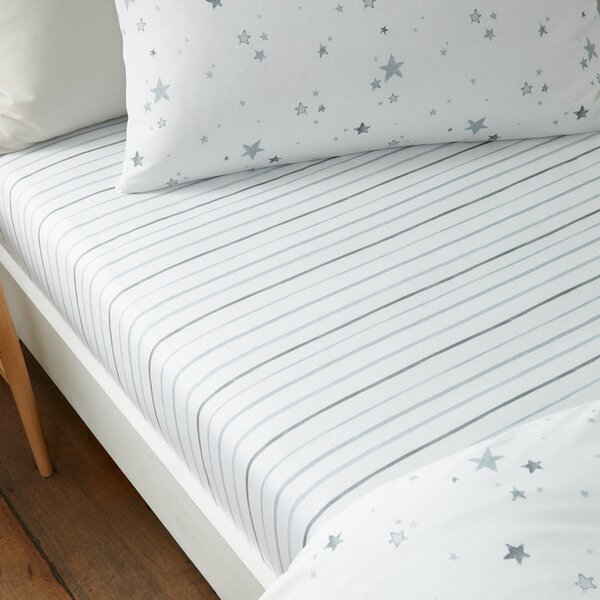 Бял еластичен памучен детски чаршаф за детско креватче 70x140 cm Stars – Bianca