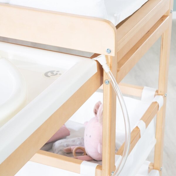 Маса за повиване от декор от бреза в бял и естествен цвят Baby Pool – Roba