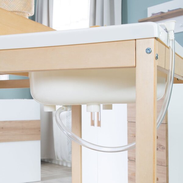 Маса за повиване от декор от бреза в бял и естествен цвят Baby Pool – Roba