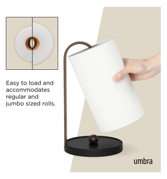 Черна дървена поставка за хартия ø 17 cm Bellwood - Umbra