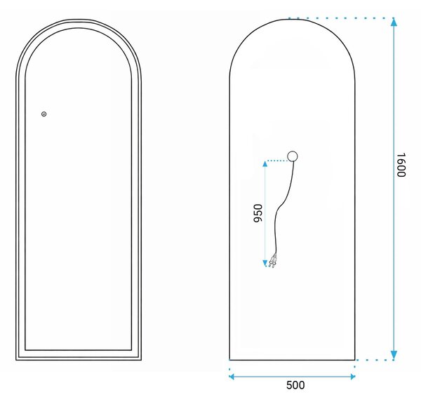 Огледало LED Orbit 50x160cm Brush Gold