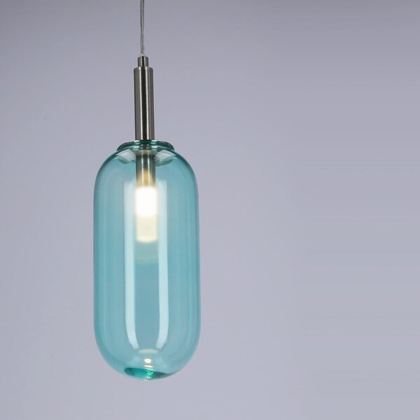 Синьо LED висящо осветително тяло със стъклен абажур ø 13 cm Fiuggi – Candellux Lighting