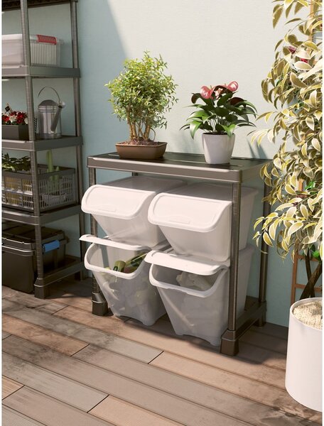 Бяла пластмасова кутия за съхранение с капак 55x39x46 cm All In Box – KIS