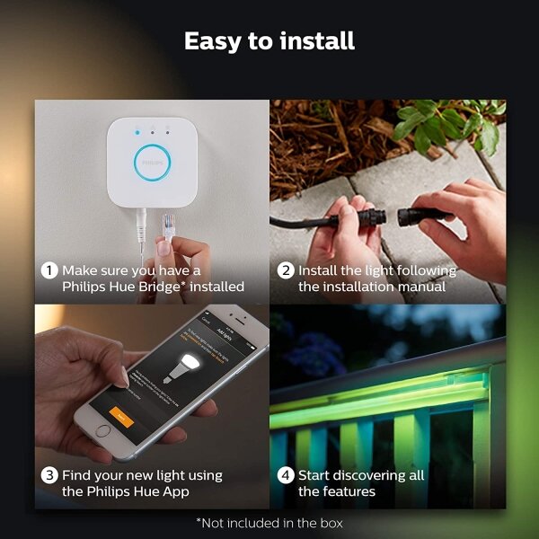 LED RGBW Димируема лента Philips Hue Екстериорен Strip LED/40W 5 м IP67