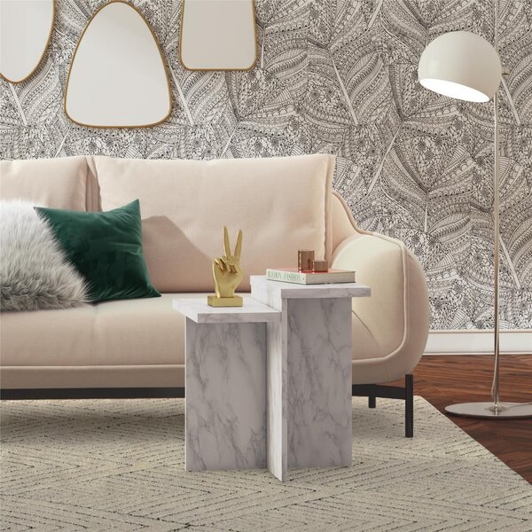 Бяла масичка за кафе от декор от мрамор 56x56 cm Brielle – CosmoLiving by Cosmopolitan