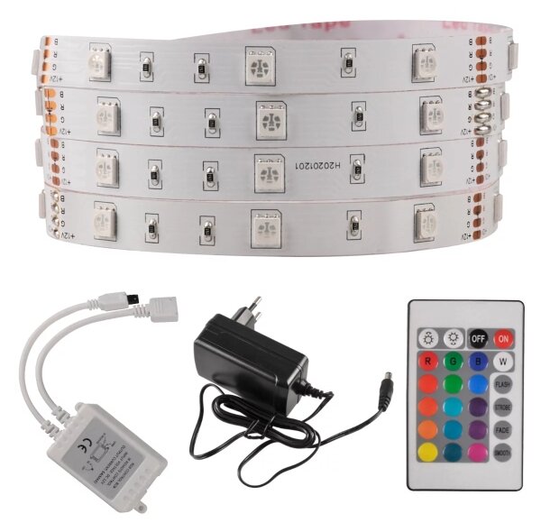 LED RGB Димируема лента 5 м LED/18W/12V IP20 + д.у