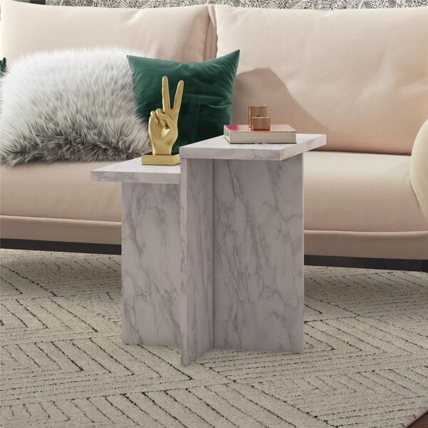 Бяла масичка за кафе от декор от мрамор 56x56 cm Brielle – CosmoLiving by Cosmopolitan