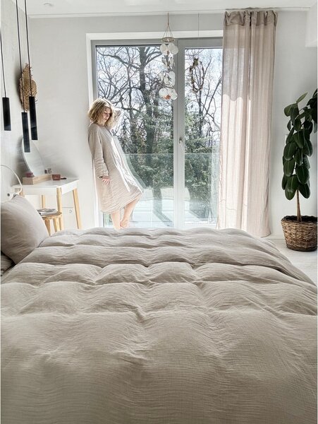 Бежово единично муселиново спално бельо 135x200 cm Plain Muslin – Butter Kings