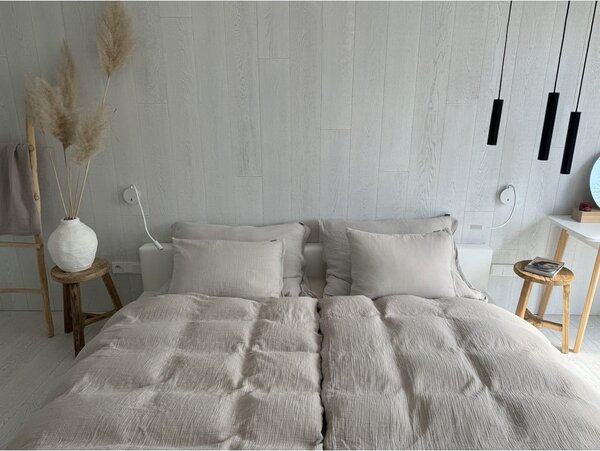 Бежово единично муселиново спално бельо 135x200 cm Plain Muslin – Butter Kings