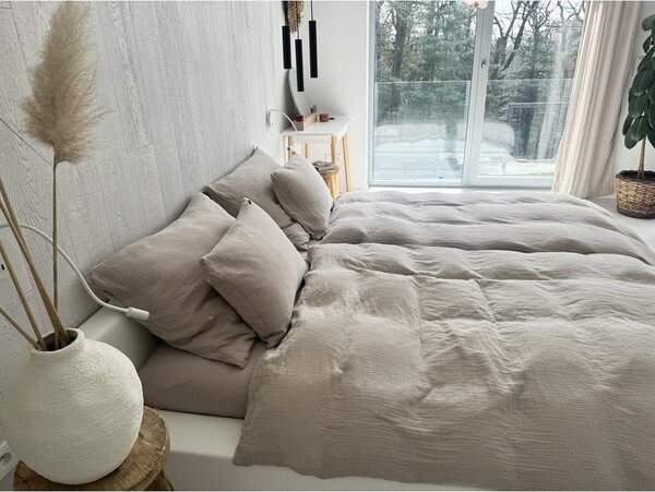 Бежово единично муселиново спално бельо 135x200 cm Plain Muslin – Butter Kings