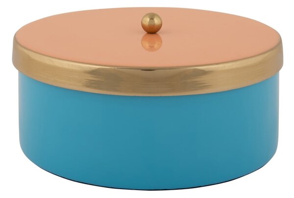 Синя декоративна метална кутия за съхранение ø 16x6 cm Double Funky – PT LIVING
