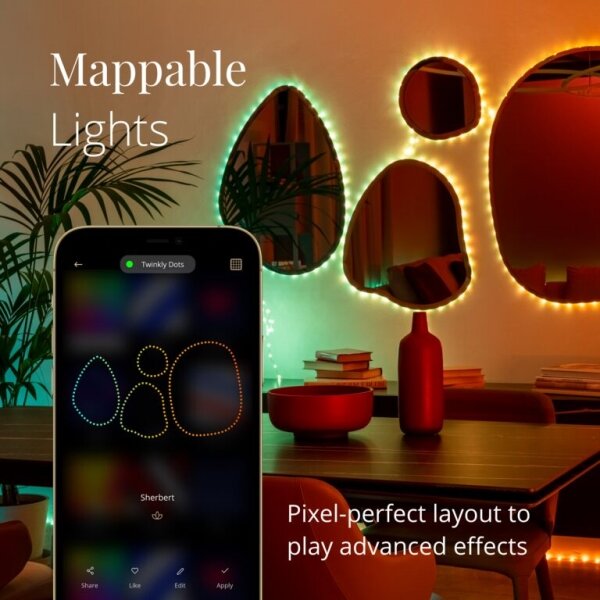 Twinkly TWD060STP-B - LED RGB Димируема лента DOTS 60xLED 3 м Wi-Fi USB