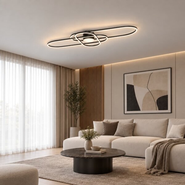 BRILAGI - LED плафон с димер APOLLO LED/58W/230V 43,2x101,2 см черен + дистанционно управление