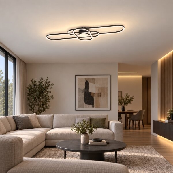 BRILAGI - LED плафон с димер APOLLO LED/58W/230V 43,2x101,2 см черен + дистанционно управление
